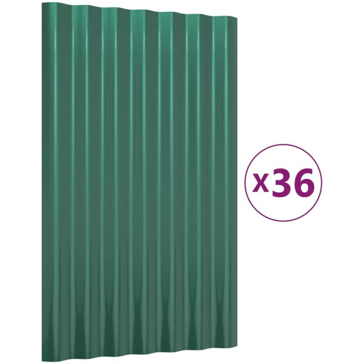 Takplåt 36 st pulverlackerat stål grön vidaXL 60 x 36 cm – bild 2