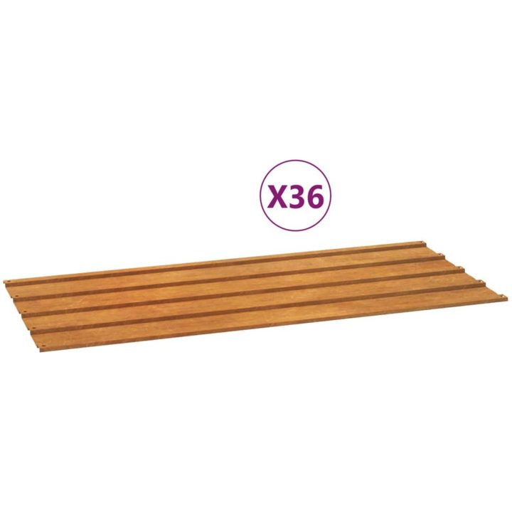 Takplåt 36 st rostfärgad rosttrögt stål vidaXL 100 x 44 cm – bild 2