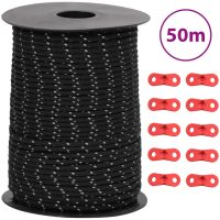 Tältlina med reflekterande remsor och fästen 50 m vidaXL