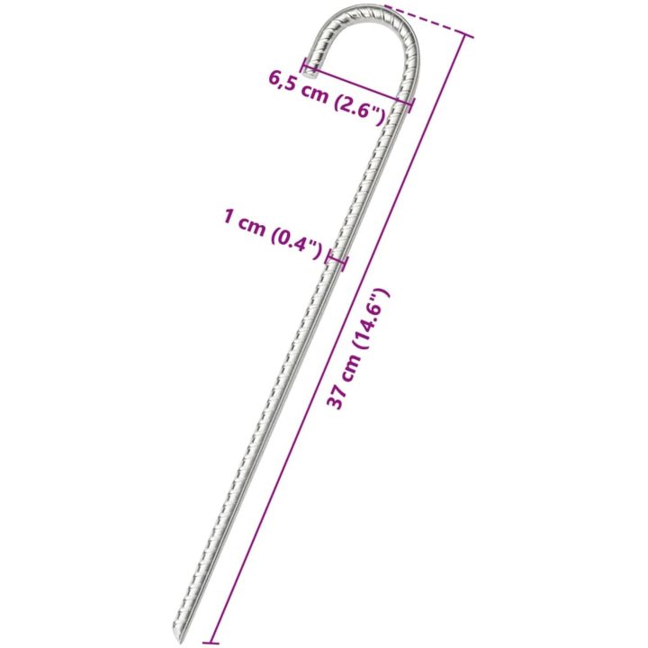 Tältpinnar 12 st 10 mm galvaniserat stål vidaXL 37 cm – bild 5