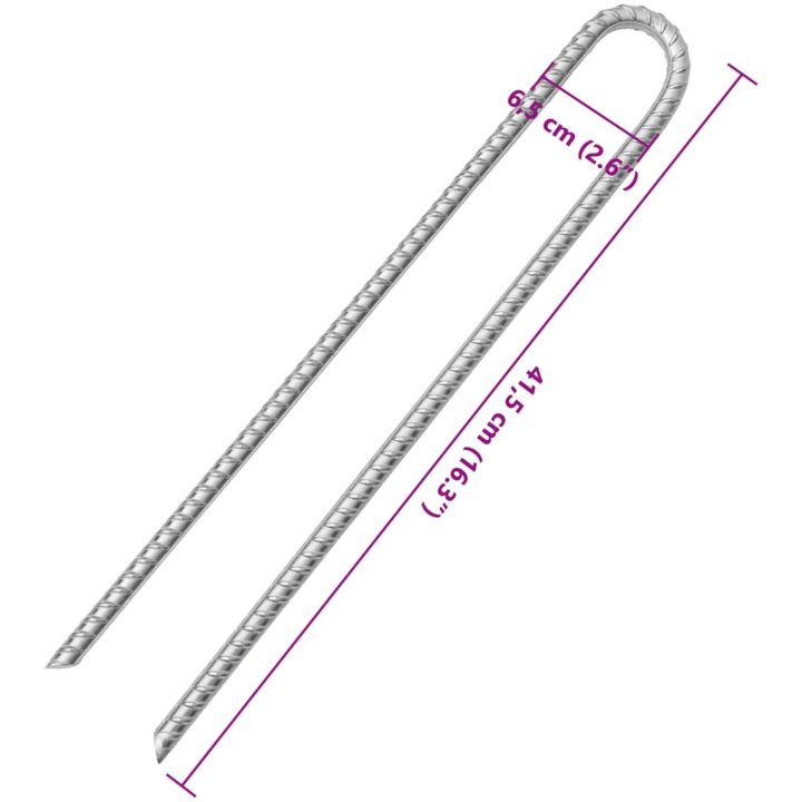 Tältpinnar 12 st U-formade 12 mm galvaniserat stål vidaXL 41.5 cm – bild 5