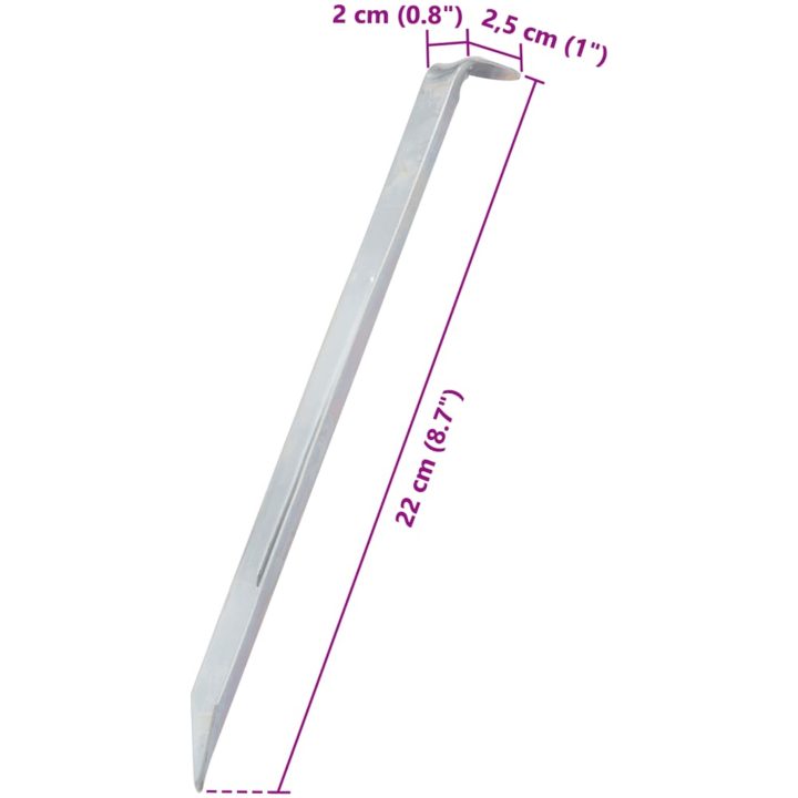 Tältpinnar 24 st 20 mm galvaniserat stål vidaXL 22 cm – bild 7