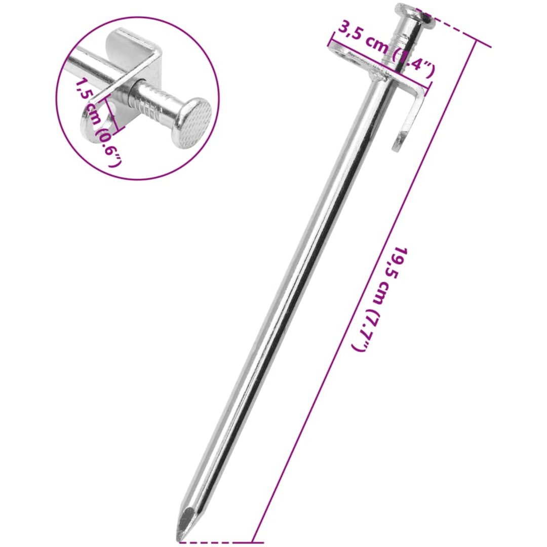 Tältpinnar 24 st 8 mm galvaniserat stål vidaXL 19.5 cm – bild 6