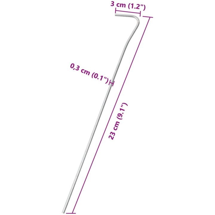 Tältpinnar 50 st 23 cm galvaniserat stål vidaXL 3 MM – bild 5