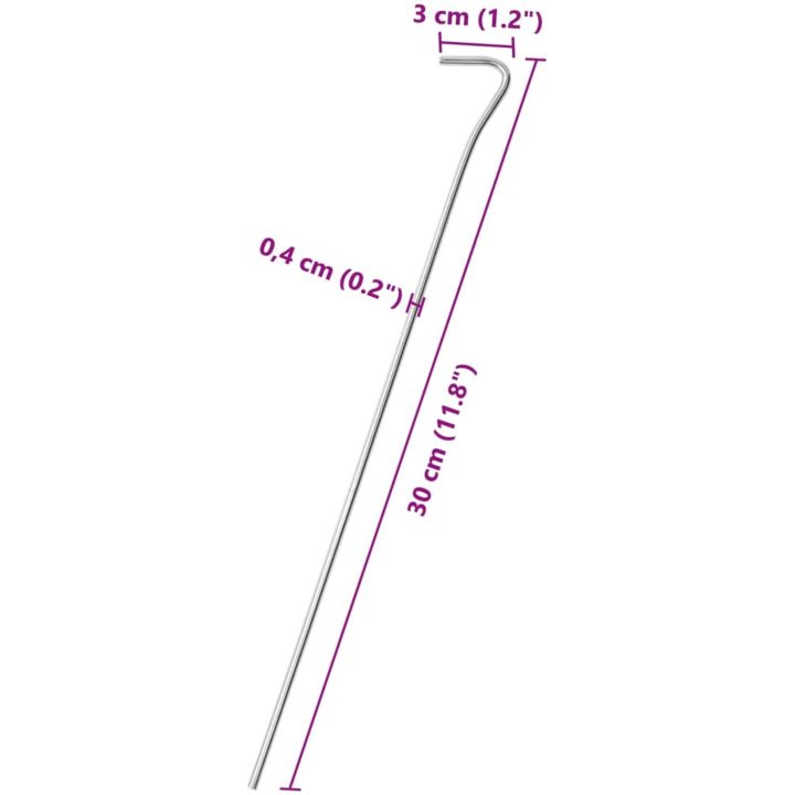 Tältpinnar 50 st 30 cm galvaniserat stål vidaXL 4 mm – bild 5