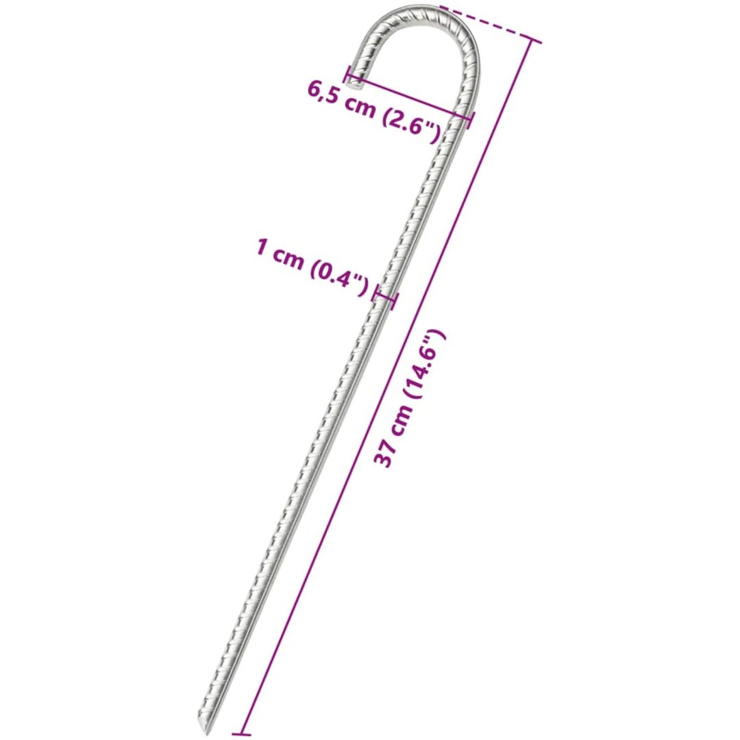 Tältpinnar 6 st 10 mm galvaniserat stål vidaXL 37 cm – bild 5