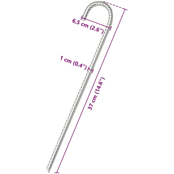 Tältpinnar 6 st 10 mm galvaniserat stål vidaXL 37 cm – bild 5