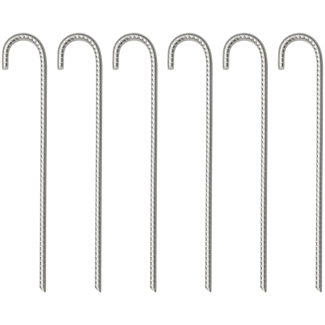 Tältpinnar 6 st 10 mm galvaniserat stål vidaXL 37 cm