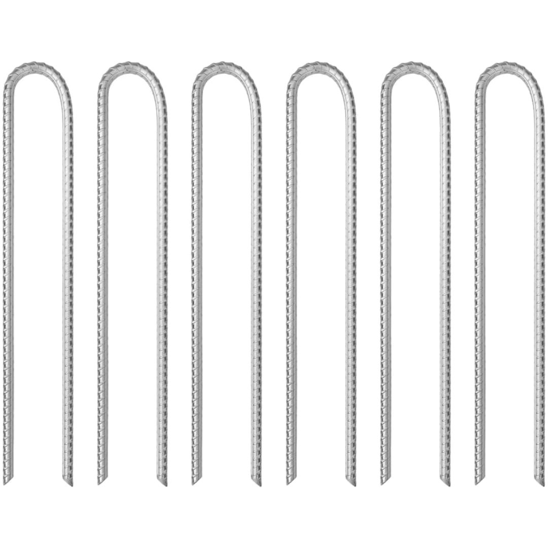 Tältpinnar 6 st U-formade 10 mm galvaniserat stål vidaXL 37 cm