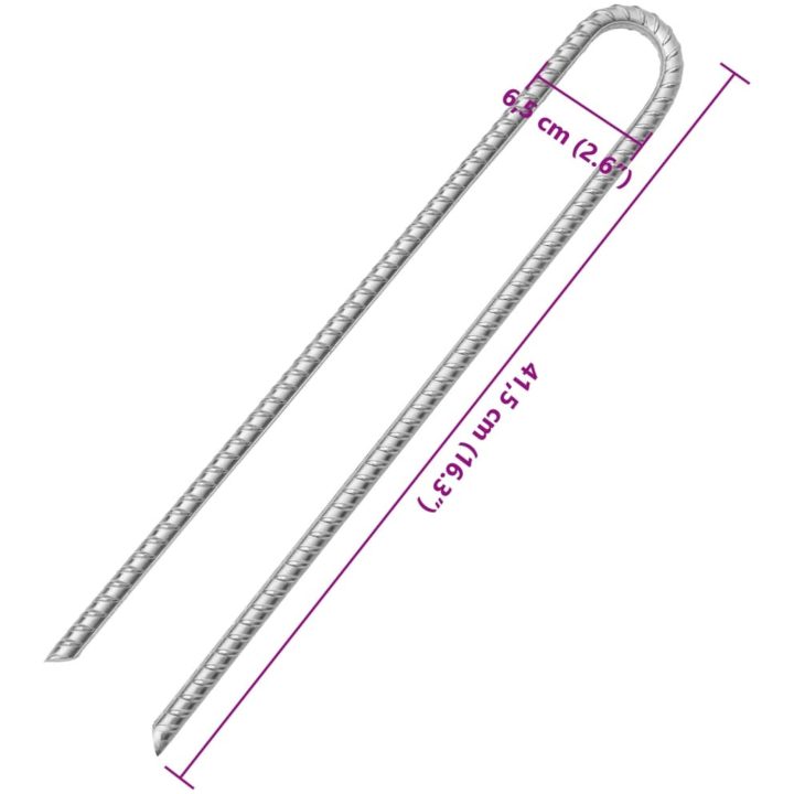 Tältpinnar 6 st U-formade 12 mm galvaniserat stål vidaXL 41.5 cm – bild 5