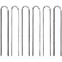 Tältpinnar 6 st U-formade 12 mm galvaniserat stål vidaXL