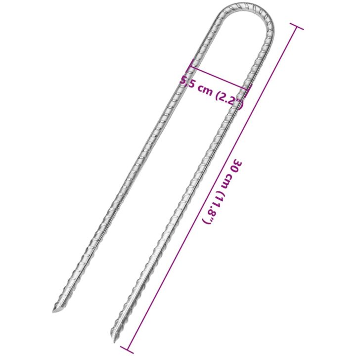 Tältpinnar 6 st U-formade 7 mm galvaniserat stål vidaXL 30 cm – bild 5