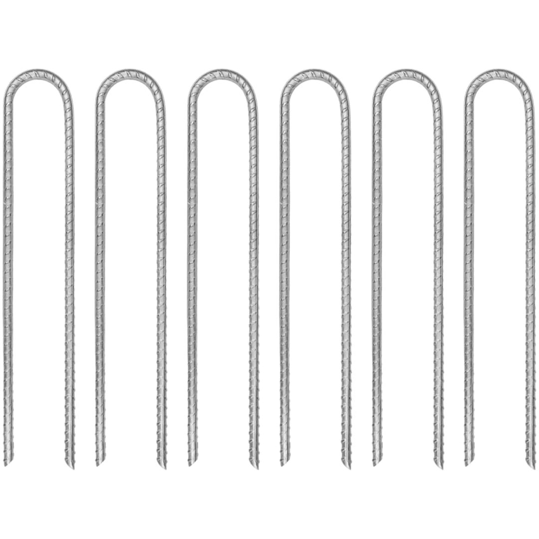 Tältpinnar 6 st U-formade 7 mm galvaniserat stål vidaXL 30 cm
