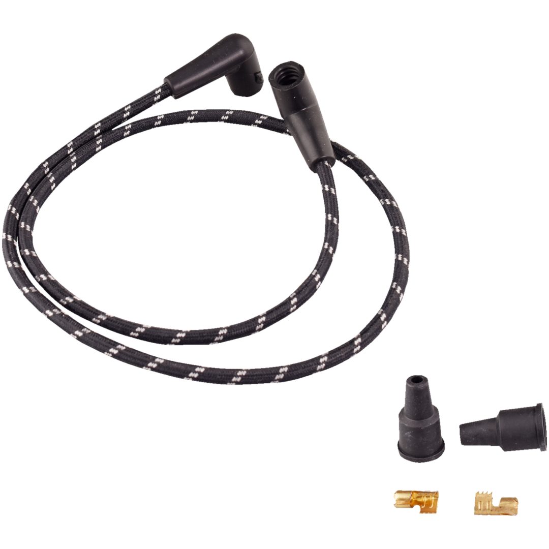 Tändkabel Universal Flätad Svart/vit DRAG SPECIALTIES