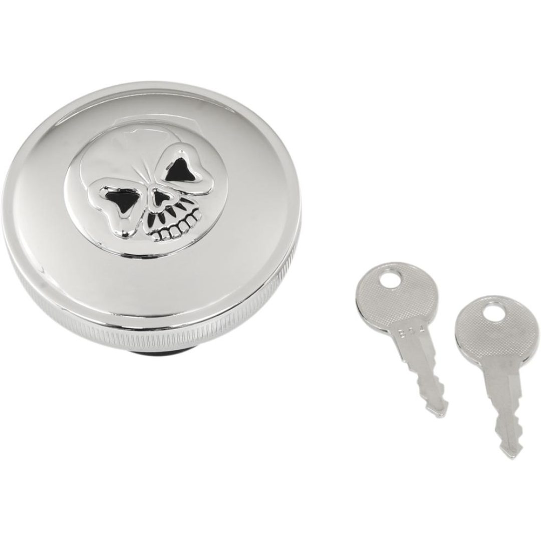 Tanklock Skruvlock Skull Låsbart DRAG SPECIALTIES CAP VNT W/LOCK SKL CHR