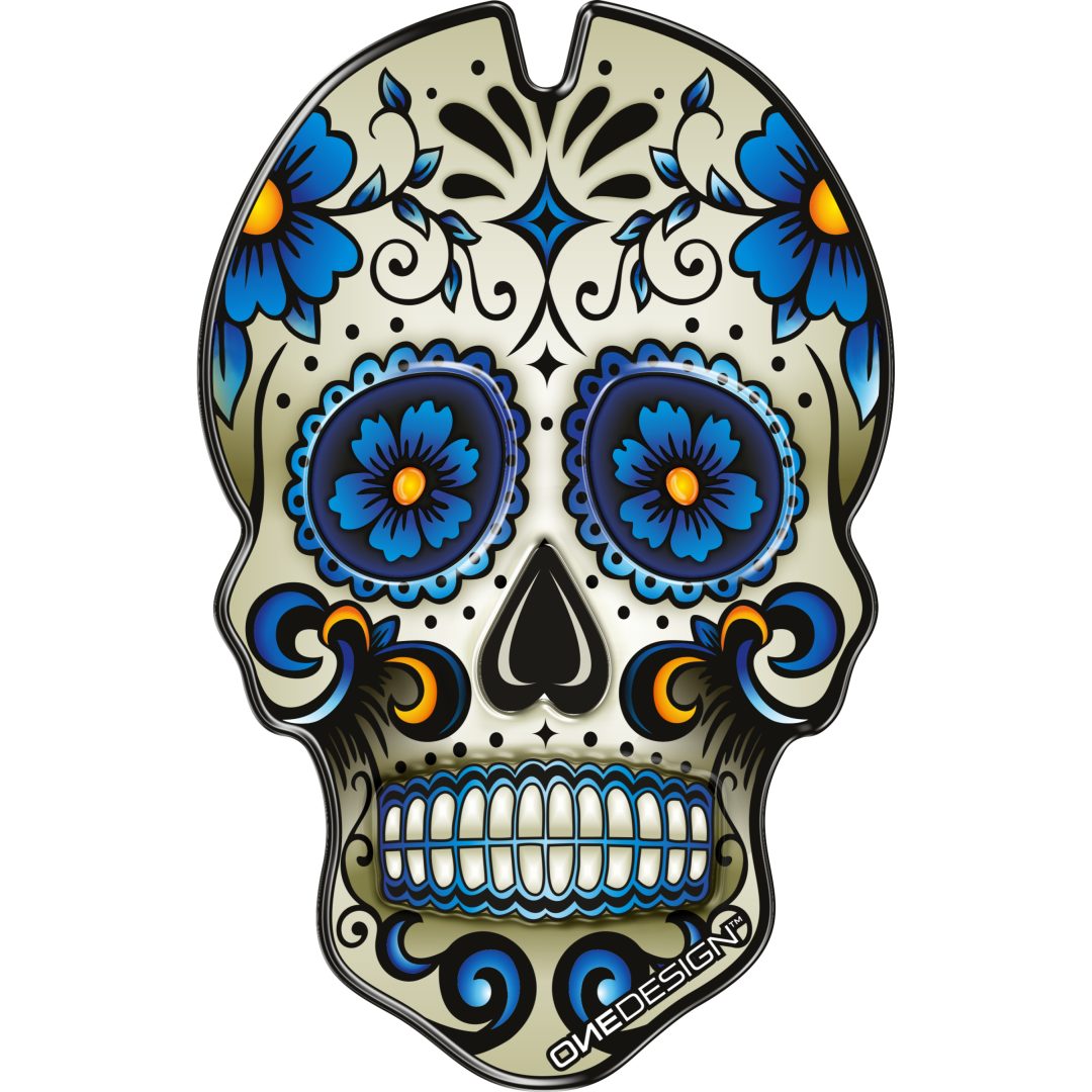Tankpad Resin/soft Touch Blå/vit Skull ONEDESIGN – bild 4