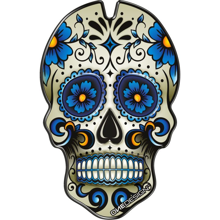 Tankpad Resin/soft Touch Blå/vit Skull ONEDESIGN – bild 4