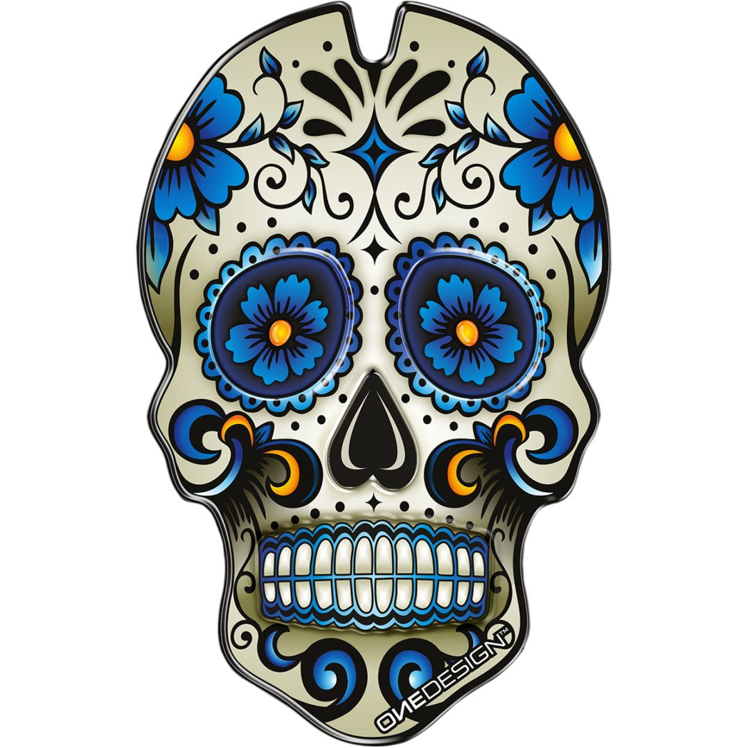 Tankpad Resin/soft Touch Blå/vit Skull ONEDESIGN
