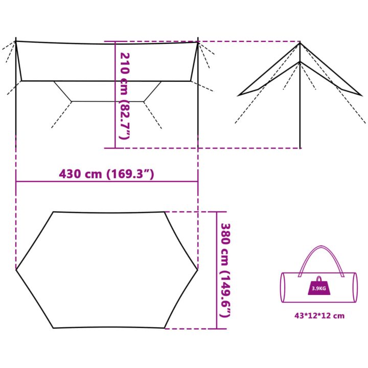 Tarp blå 430x380x210 cm vattentät vidaXL – bild 10