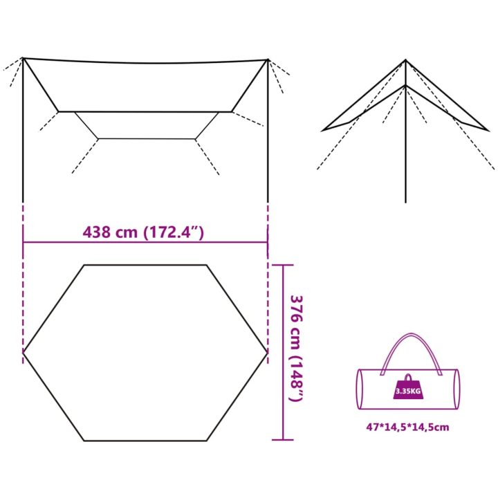 Tarp brun 438x376x212 cm vattentät vidaXL – bild 12