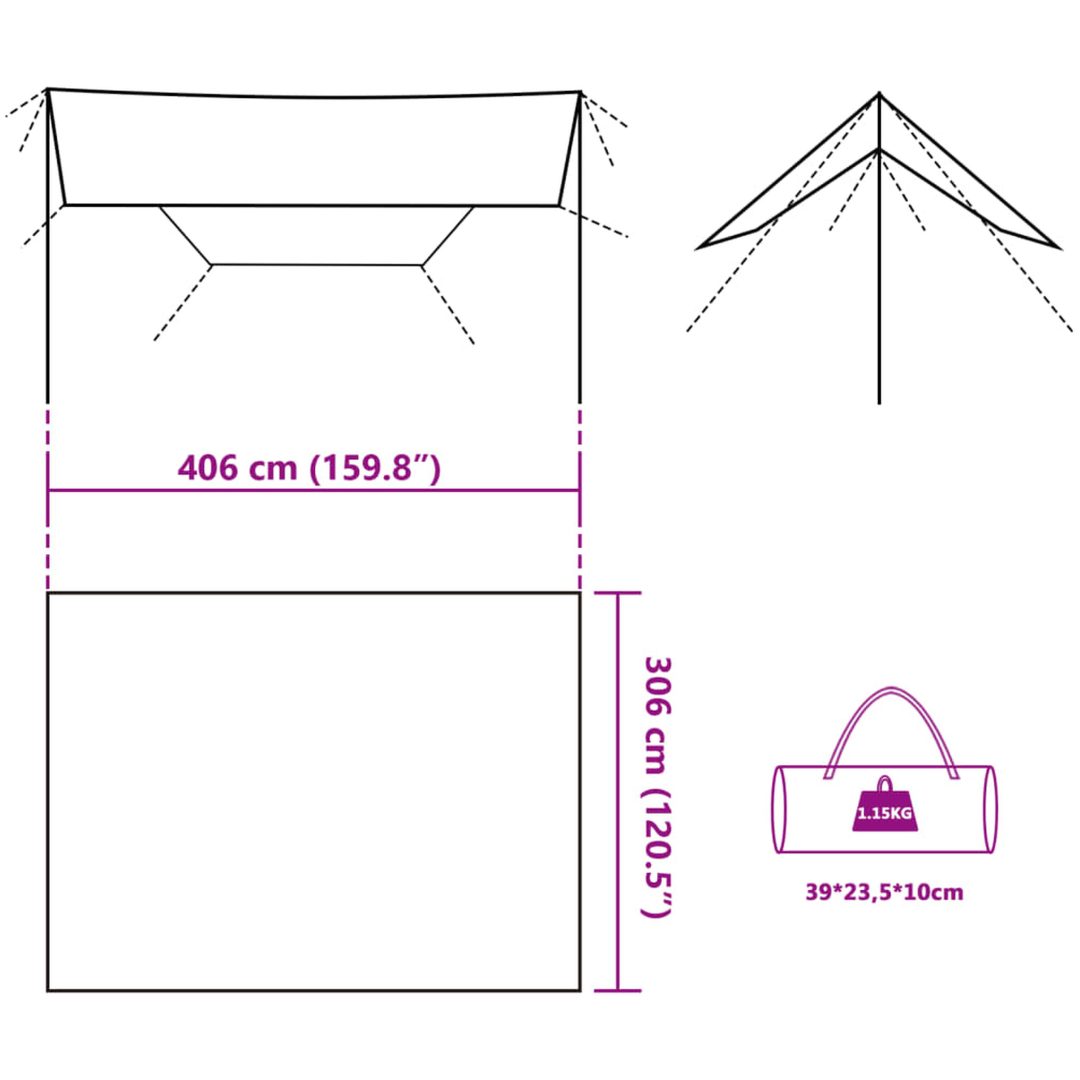 Tarp brun vattentät vidaXL 406 x 306 cm – bild 12