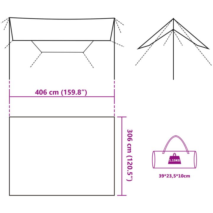 Tarp brun vattentät vidaXL 406 x 306 cm – bild 12