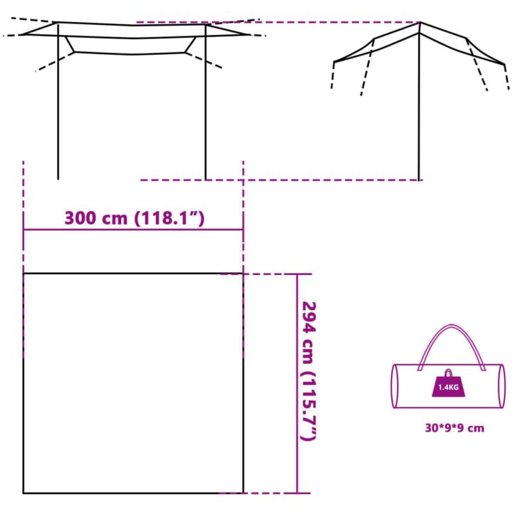 Tarp grå och orange vattentät vidaXL 300 x 294 cm – bild 8