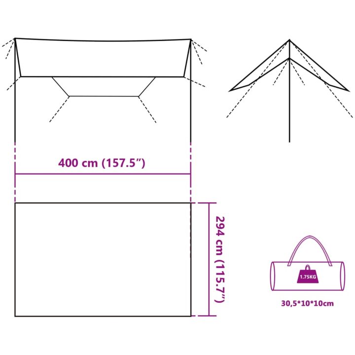 Tarp grön vattentät vidaXL 400 x 294 cm – bild 10