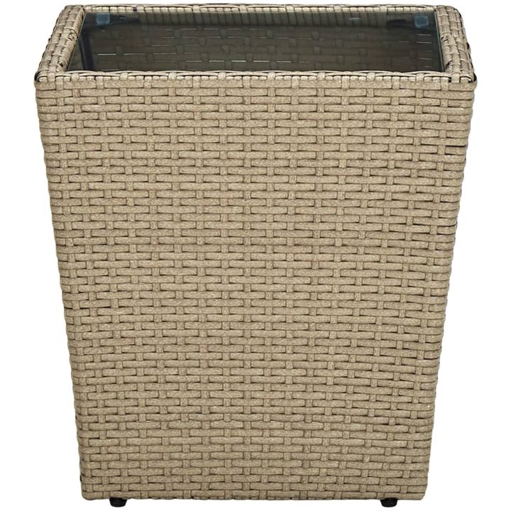 Tebord beige 41,5x41,5x44 cm konstrotting och härdat glas vidaXL – bild 2