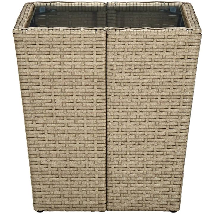 Tebord beige 41,5x41,5x44 cm konstrotting och härdat glas vidaXL – bild 3