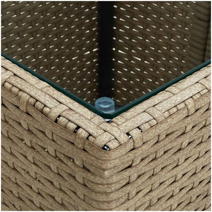 Tebord beige 41,5x41,5x44 cm konstrotting och härdat glas vidaXL – bild 4