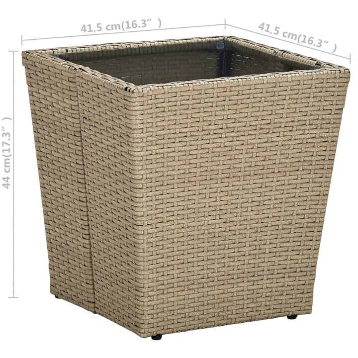 Tebord beige 41,5x41,5x44 cm konstrotting och härdat glas vidaXL – bild 5