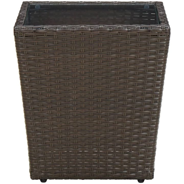 Tebord brun 41,5x41,5x44 cm konstrotting och härdat glas vidaXL – bild 2
