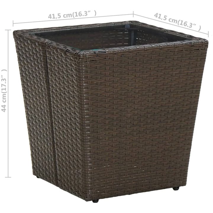Tebord brun 41,5x41,5x44 cm konstrotting och härdat glas vidaXL – bild 5