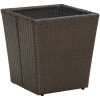 Tebord brun 41,5x41,5x44 cm konstrotting och härdat glas vidaXL – miniatyr 1