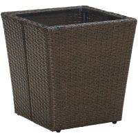 Tebord brun 41,5x41,5x44 cm konstrotting och härdat glas vidaXL
