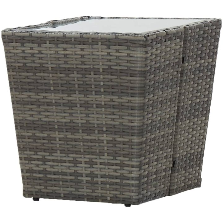 Tebord grå 41,5x41,5x43 cm konstrotting och härdat glas vidaXL – bild 4