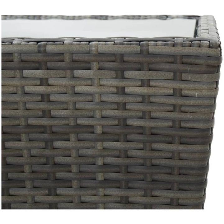 Tebord grå 41,5x41,5x43 cm konstrotting och härdat glas vidaXL – bild 5
