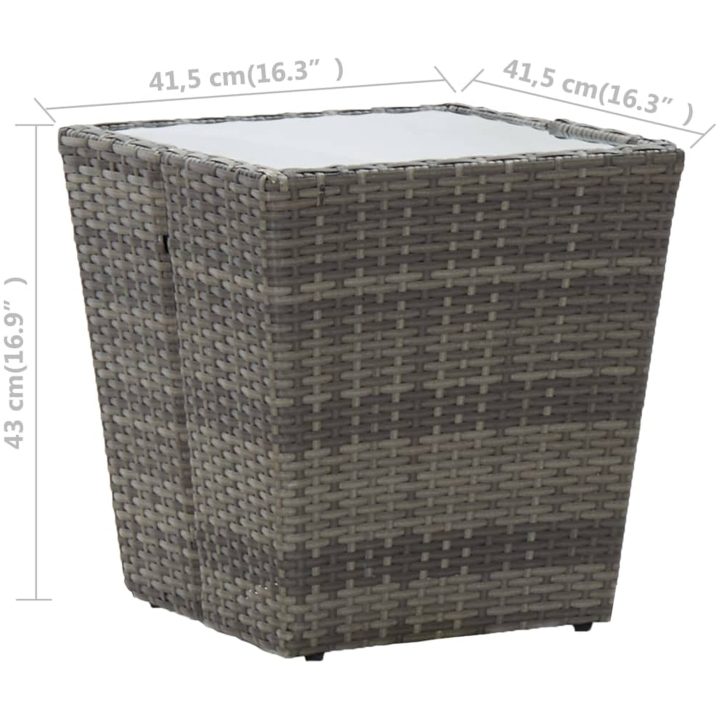 Tebord grå 41,5x41,5x43 cm konstrotting och härdat glas vidaXL – bild 6