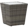 Tebord grå 41,5x41,5x43 cm konstrotting och härdat glas vidaXL – miniatyr 1