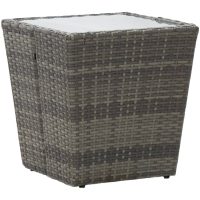 Tebord grå 41,5x41,5x43 cm konstrotting och härdat glas vidaXL