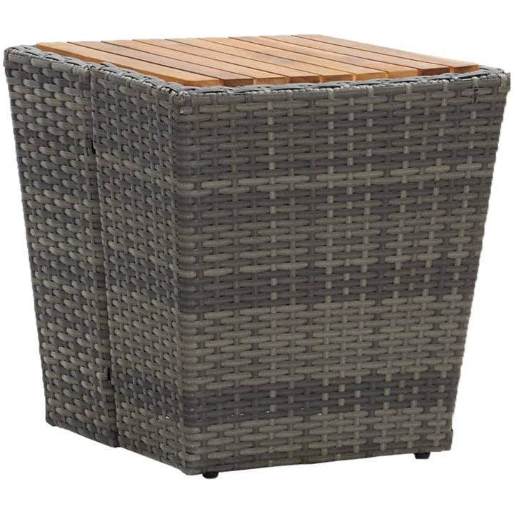 Tebord grå 41,5x41,5x43 cm konstrotting och massivt akaciaträ vidaXL – bild 3