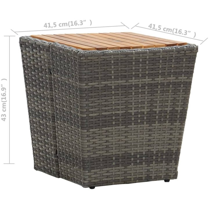Tebord grå 41,5x41,5x43 cm konstrotting och massivt akaciaträ vidaXL – bild 6