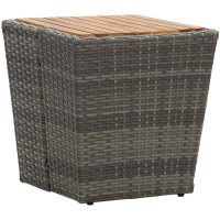 Tebord grå 41,5x41,5x43 cm konstrotting och massivt akaciaträ vidaXL