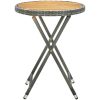 Tebord grå 60 cm konstrotting och massivt akaciaträ vidaXL – miniatyr 2