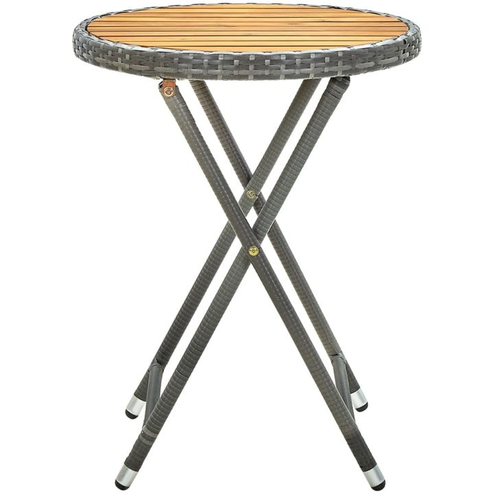 Tebord grå 60 cm konstrotting och massivt akaciaträ vidaXL – bild 2