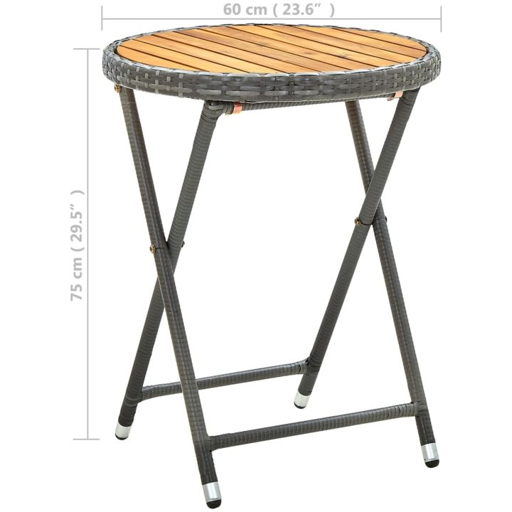 Tebord grå 60 cm konstrotting och massivt akaciaträ vidaXL – bild 7