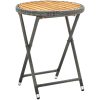 Tebord grå 60 cm konstrotting och massivt akaciaträ vidaXL – miniatyr 1
