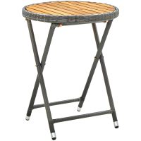 Tebord grå 60 cm konstrotting och massivt akaciaträ vidaXL