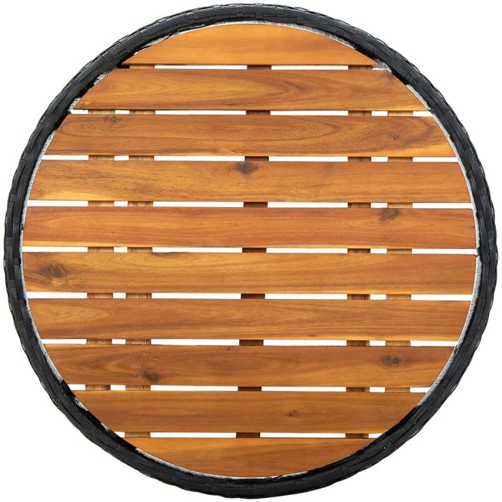 Tebord svart 60 cm konstrotting och massivt akaciaträ vidaXL – bild 5